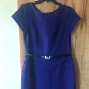 Women's belted purple dress